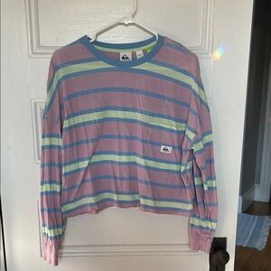 Quiksilver Long Sleeve Striped Tee - Purple, Blue, Green